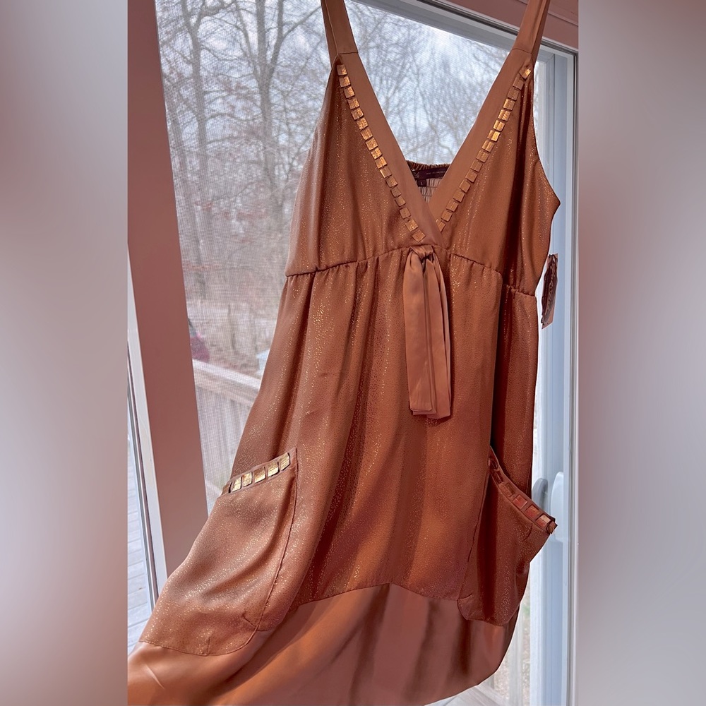 Metallic bronze/gold mini dress